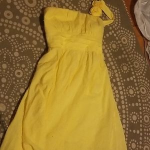 Junior's One Shoulder Yellow Dress